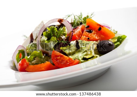 Greek Salad - Feta Cheese, Tomatoes, Salad Leaves, Olive and Vegetables