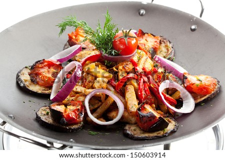Fried Foods - Meat with Vegetables and Onions