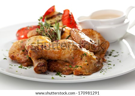 Grilled Chicken with Vegetables and Sauce