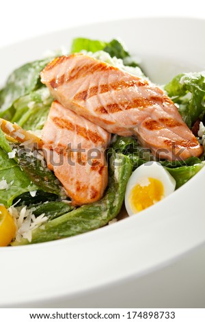 Caesar Salad with BBQ Salmon