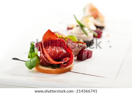 Jamon Canapes with Pesto Sauce