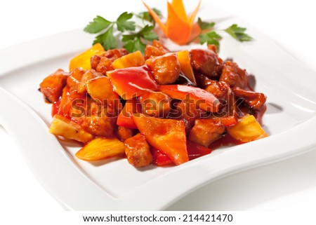 Chinese Cuisine - Pork with Pineapple Deep Fried in Sour-Sweet Sauce