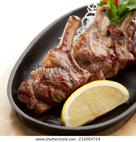 Grilled Foods - Rack of Lamb with Parsley, White Radish and Lemon Slice
