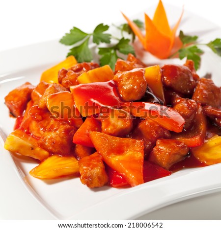 Chinese Cuisine - Pork with Pineapple Deep Fried in Sour-Sweet Sauce