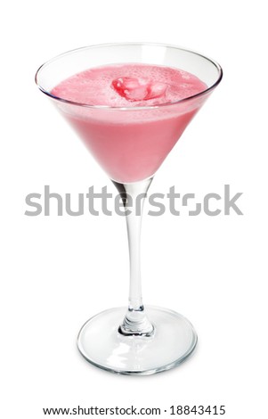 Alcoholic Cocktail with Grenadine Syrup and Cream. Isolated on White Background