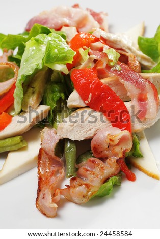 Salad with Thin Meat, Vegetable Leaf, Bean and Cheese