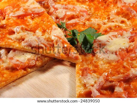 Slice of Meat Pizza with Parsley