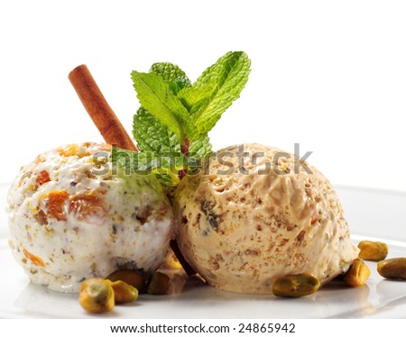 معلومات وفوائد عن الايس كريم Stock-photo-pistachio-ice-cream-with-fresh-mint-and-cinnamon-isolated-on-white-background-24865942