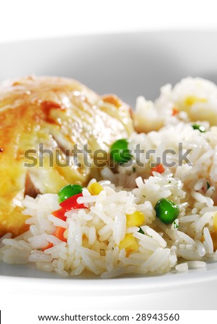 Salmon Fillet and Rice with Vegetables