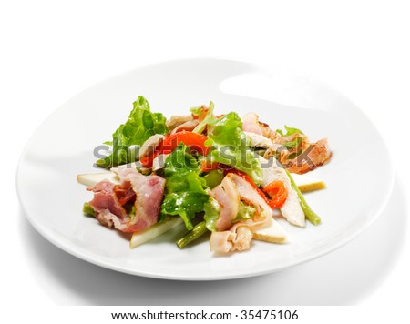 Salad with Thin Meat, Vegetable Leaf, Bean and Cheese