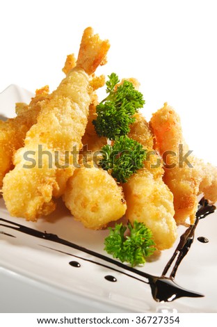 Japanese Cuisine - Deep-fried Shrimps and Vegetables