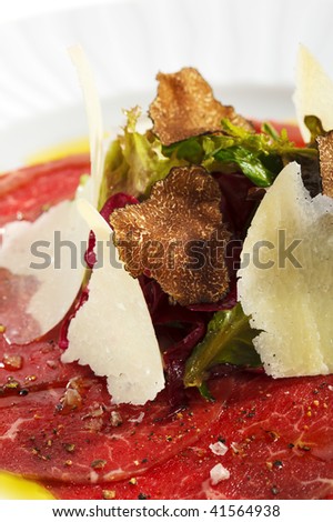 Beef Carpaccio with Salad, Nero e Bianco Tartufo  (Black & White Truffle)