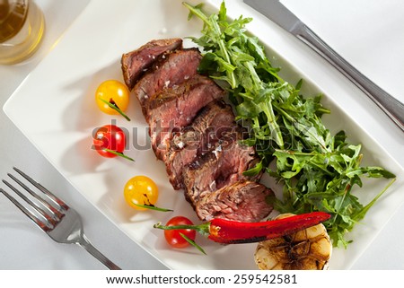 Roast Beef with Vegetables and Rocket Salad