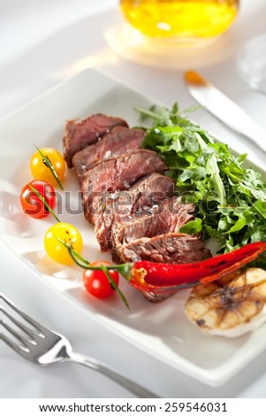 Roast Beef with Vegetables and Rocket Salad