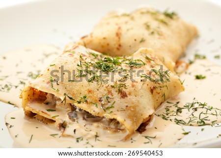 Pancake with Chicken and Mushrooms