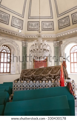 Bursa, Turkey - April 7, 2015: Tombs of the early Ottoman Empire Sultans in Bursa on April 7, 2015. Bursa was the capital of the empire before Istanbul.