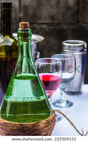 Drinks on the table prepared for a party