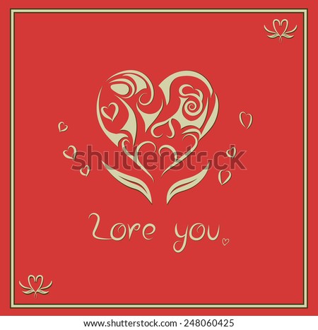 Valentine card design red color background. Vector illustration. Can use for greeting card of valentine\'s day