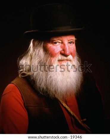 Old miner man with white beard kinda looks like santa...!