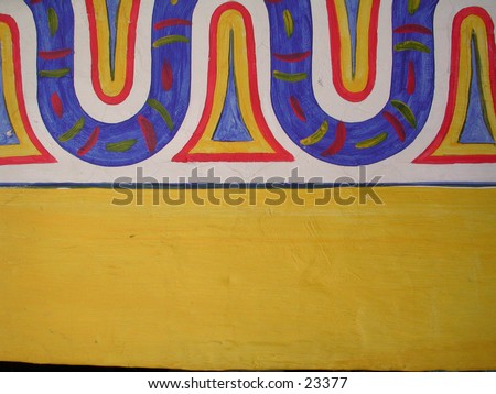 A beautiful colorful Mexican design painted on a wall. Photographed in Lake Chapala, Mexico