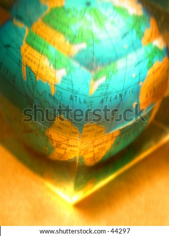 The globe (encased in a plexiglass \