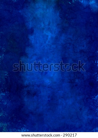 Painted Blue Art Paper with a lighter area in the center field. Many textural qualities from inclusions placed in the paper mold.
