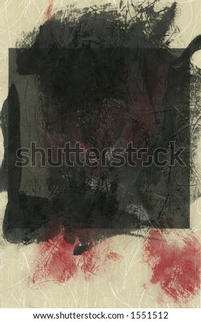 Black Square Erupting.Abstract painting.