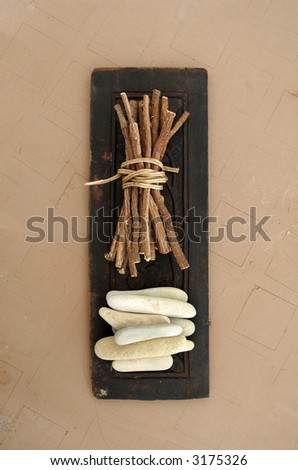 Sticks and Stones. Concept still life photography.