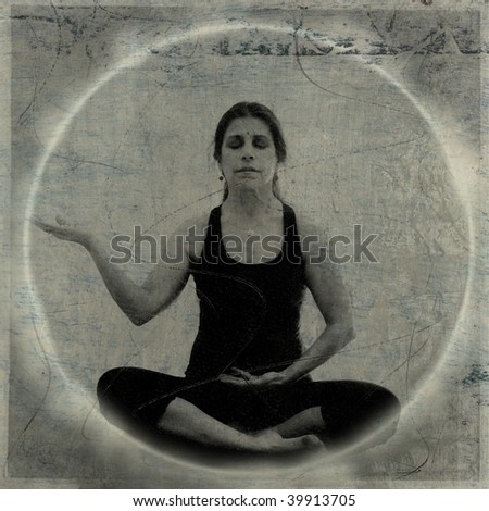 Abundance meditation mixed medium photo based illustration of woman.