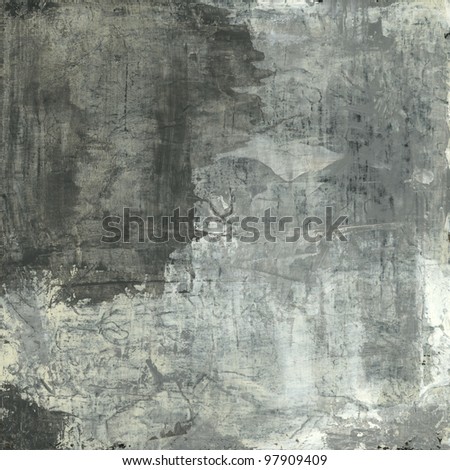 Abstract painting with neutral and grey tones.