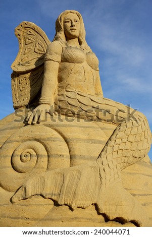 Atlantic City,NJ/USA-July 28,2014: Sand sculpting competition has evolved into a major performing arts attraction in Atlantic City, NJ. This piece of art was made by Bruce Philips.