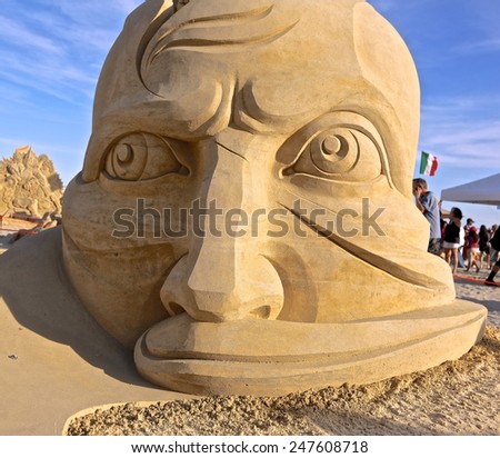 Atlantic City,NJ/USA-July 28,2014: Sand sculpting competition has evolved into a major performing arts attraction in Atlantic City, NJ. This piece of sand art was made by Aleksei Diakov from Russia.