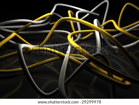 abstract metal coiled tubing on black