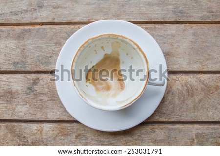 Empty coffee cup after drink on wood table