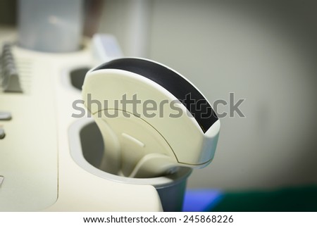 Close up ultrasound machine detail, ultrasound machine