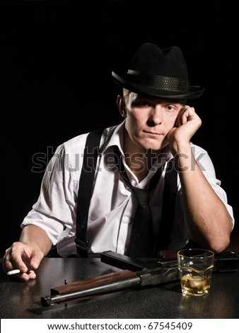 gangster. whisky. gun. have a nice rest!