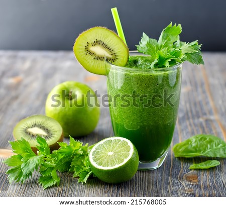 Blended smoothie with ingredients selective focus square image