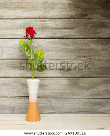 still life rose flower on wood