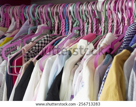 Clothes hanging in the closet