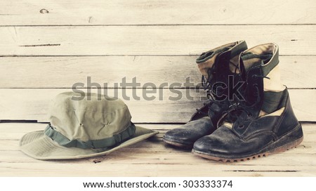 military caps and military boots