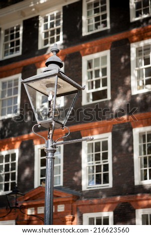 A rare example of a working London gas lamp in the Temple Bar legal district.