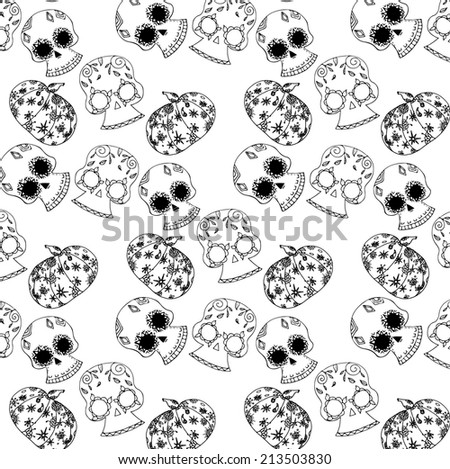 pattern of skulls for a holiday Halloween