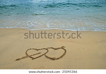 2 Hearts on the beach, concept of love