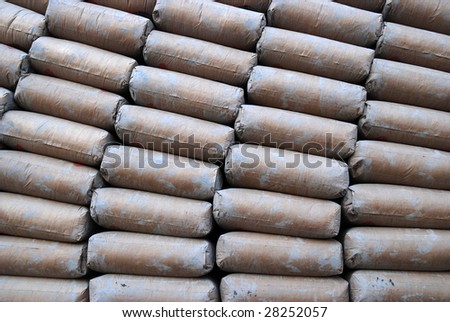 Pile of Cement in kraft bags