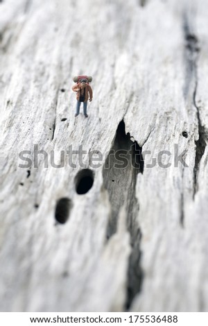 Male hiker with a hole in the path, miniature figure
