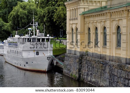 Passenger boat at Fyrison in Uppsala Sweden, high dynamic range photo