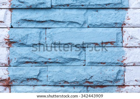colorful white and green of brick wall background and texture