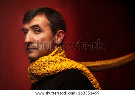 senior winter male portrait of older man