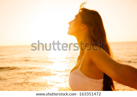 Sunflares Free Sun Enjoyment Of Deep Breathing Girl