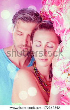 dreaming love couple embracing